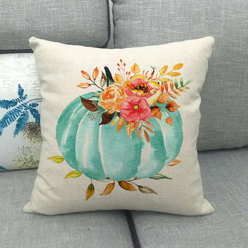 Painted pumpkin linen pillowcase - 18Color