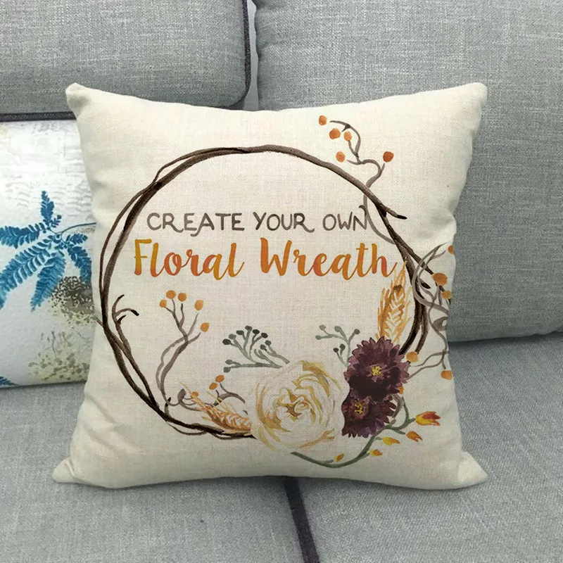 Painted pumpkin linen pillowcase - 6Color