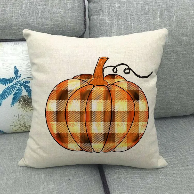 Painted pumpkin linen pillowcase - 11Color