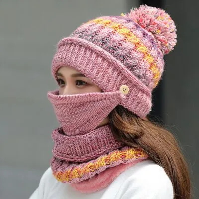 Winter Plush knitted hat Pink - Shop at LoveMi