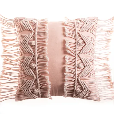 Hand woven Cotton Thread Cushion Cover Pink Wave - Shop at LoveMi