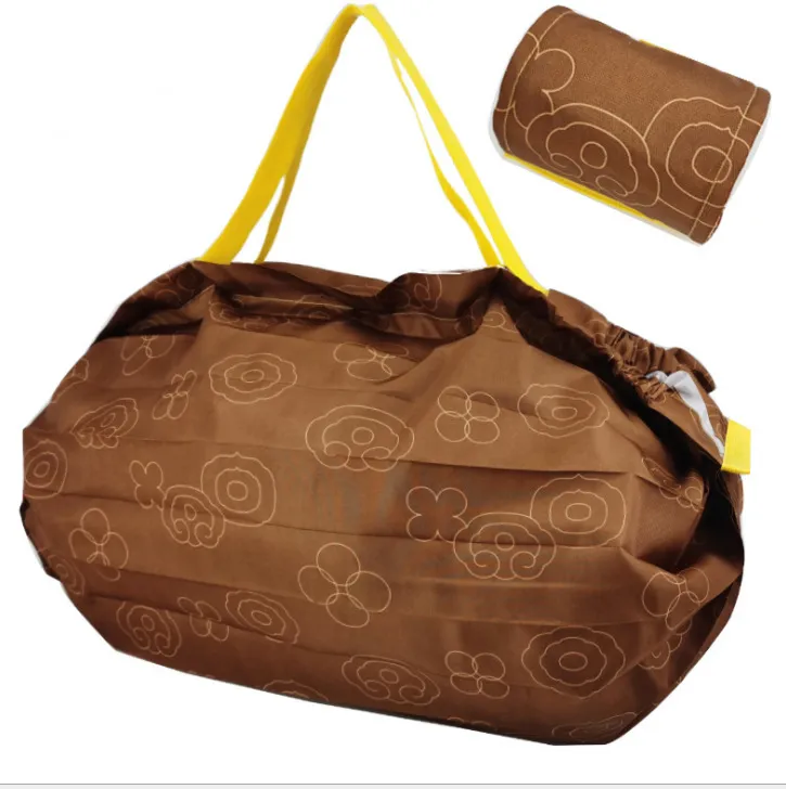 Eco-Friendly Shopping Bags Large Washable Reusable Grocery Tote Handbag Japanese Foldable Waterproof Travel Grocery Bag - Coffee