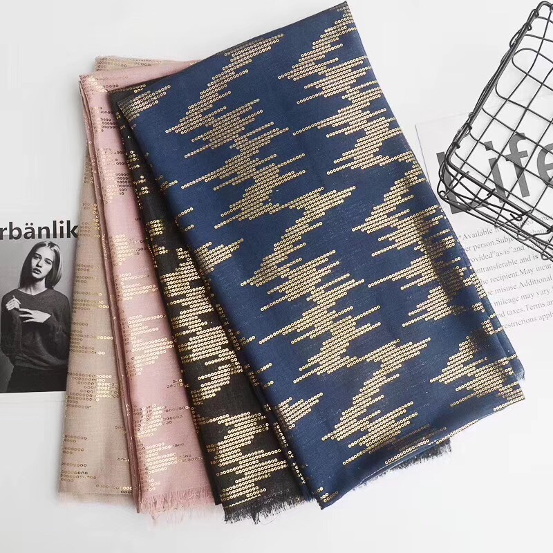 Tassel bronzing cotton and linen scarf