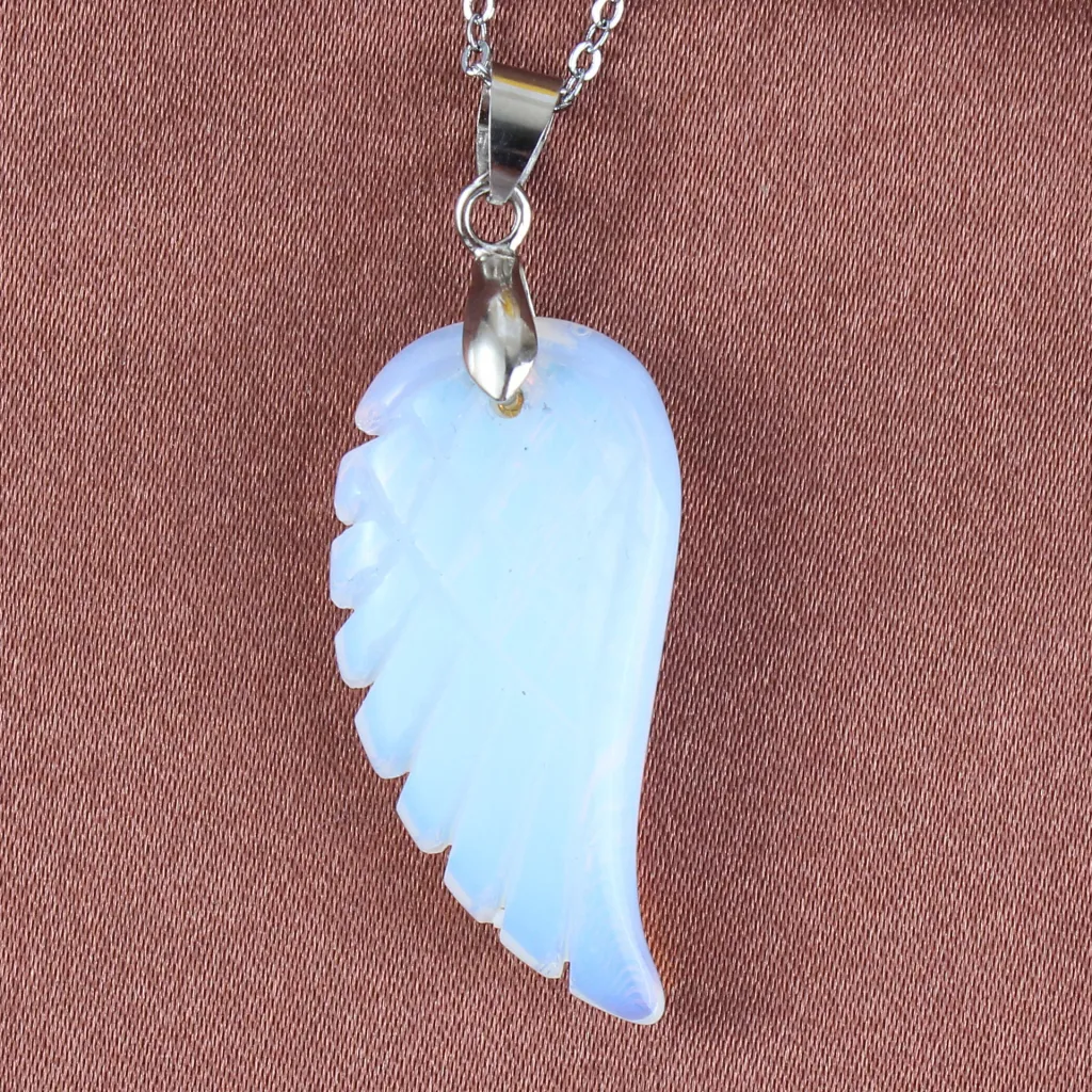 Natural Crystal Angel Wing Pendant - Opal