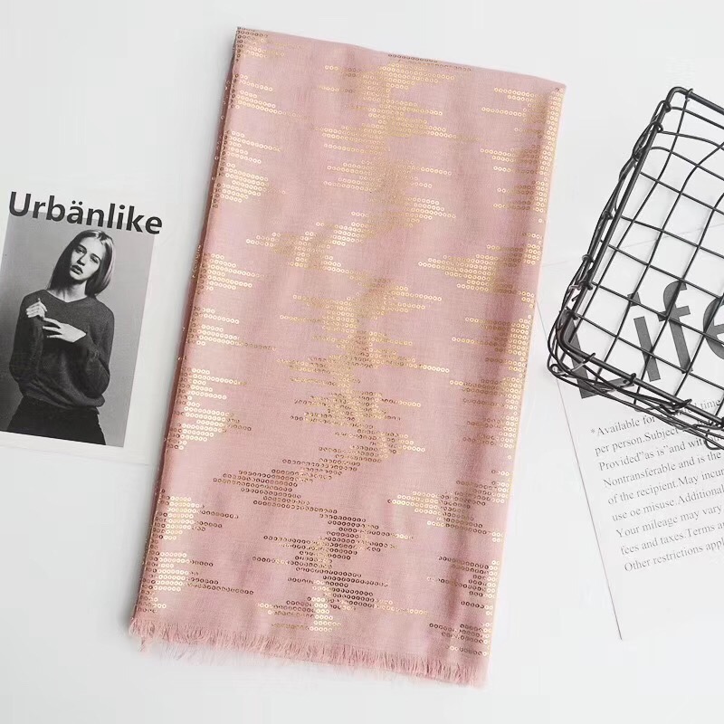 Tassel bronzing cotton and linen scarf