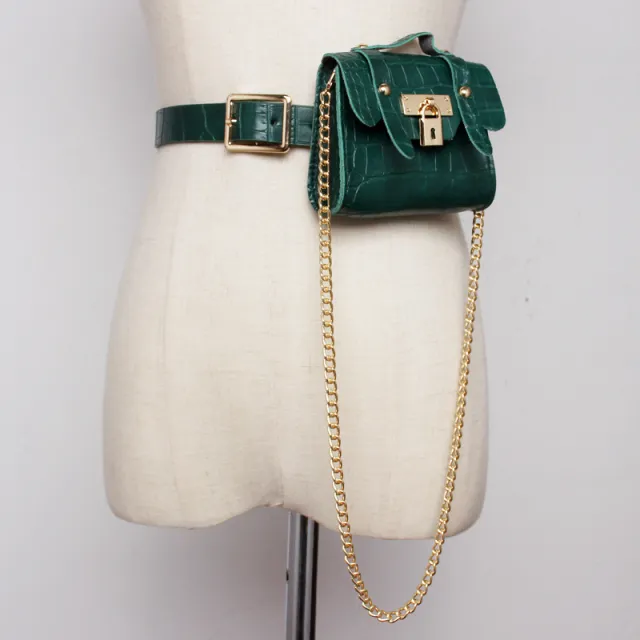 Vintage gold buckle lock buckle small bag Green - Shop at LoveMi