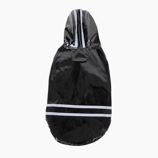 PU Reflective Dog Hooded Windproof Raincoat Black - Shop at LoveMi