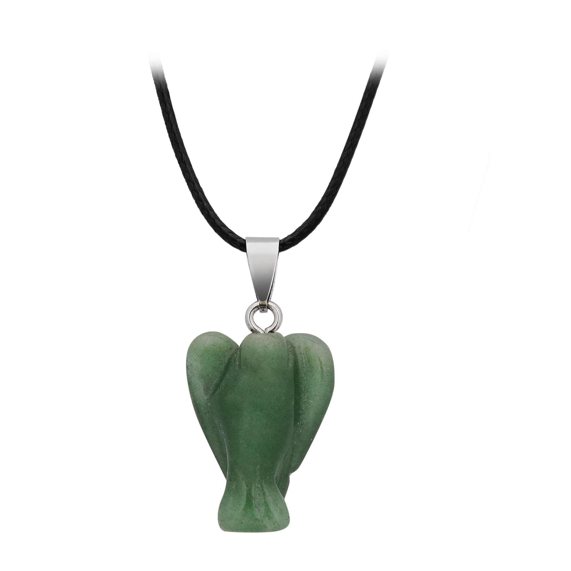 Hand carved angel wings crystal necklace