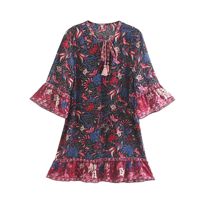 Printed sleeve dress