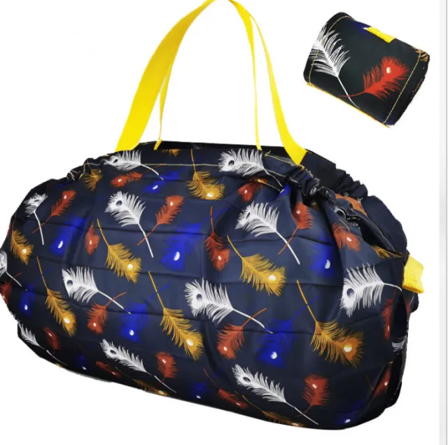 Eco Friendly Shopping Bags Large Washable Reusable Grocery Tote Handbag Japanese Foldable Waterproof Travel Grocery Bag Feather 53X48Cm - Shop at LoveMi