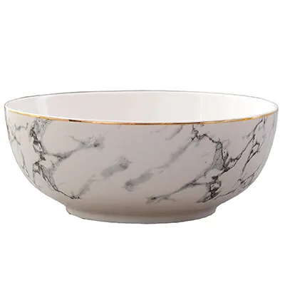 Gold rim marbled bowl set - Q1Pcs