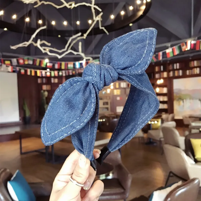 Bow tie hair band headband - Blue