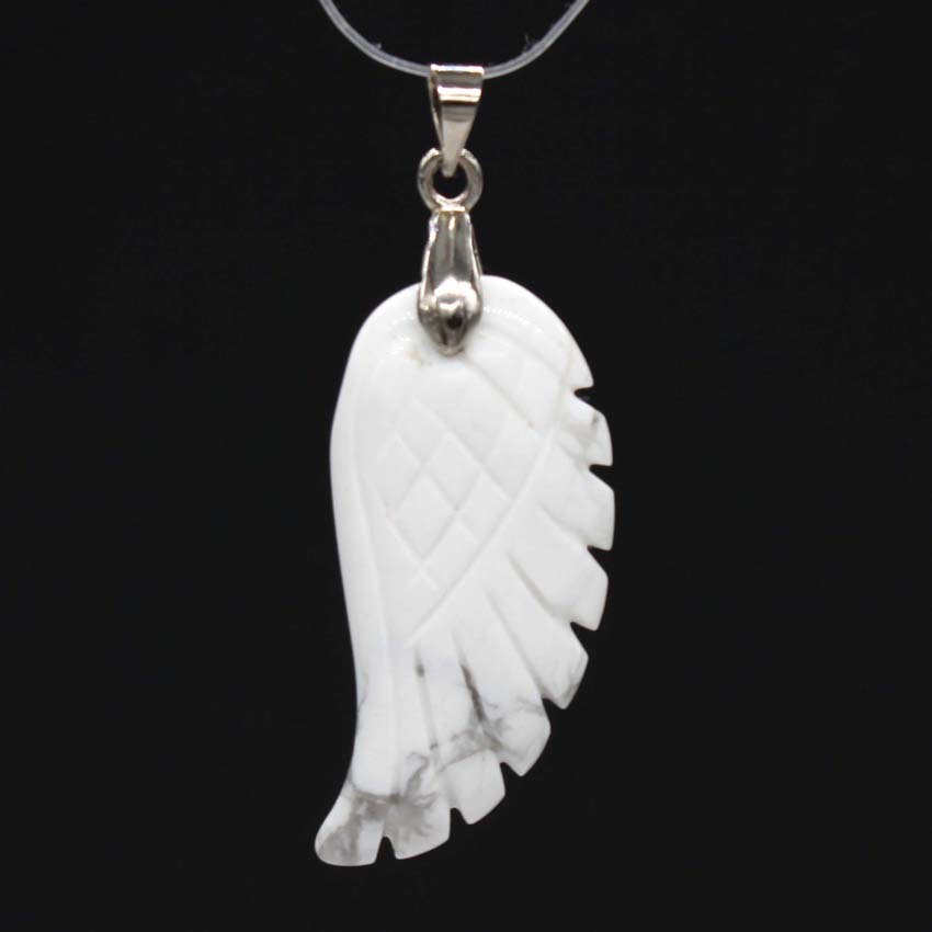 Natural Crystal Angel Wing Pendant White Turquoise - Shop at LoveMi