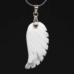 Natural Crystal Angel Wing Pendant - White Turquoise - View 1