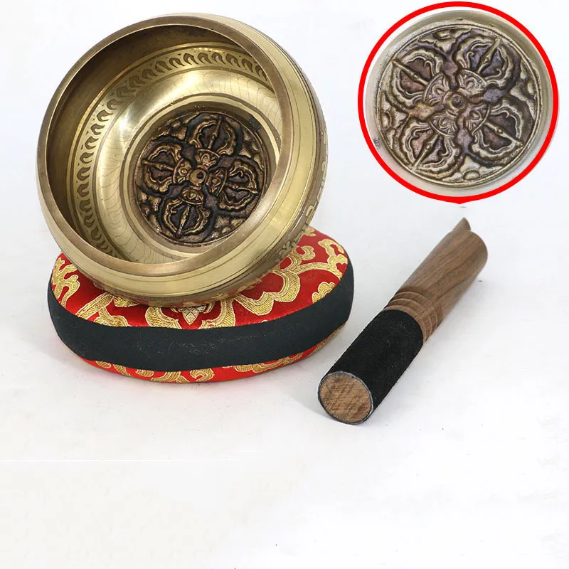 Handmade Buddha Sound Yoga meditation bowl - Flat Bottom Cross