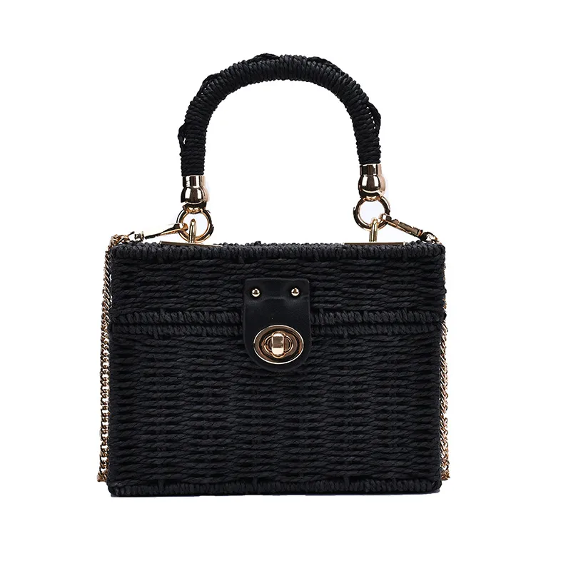 Net Red Straw Bag - Black