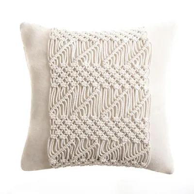 Hand woven Cotton Thread Cushion Cover Beige Center - Shop at LoveMi