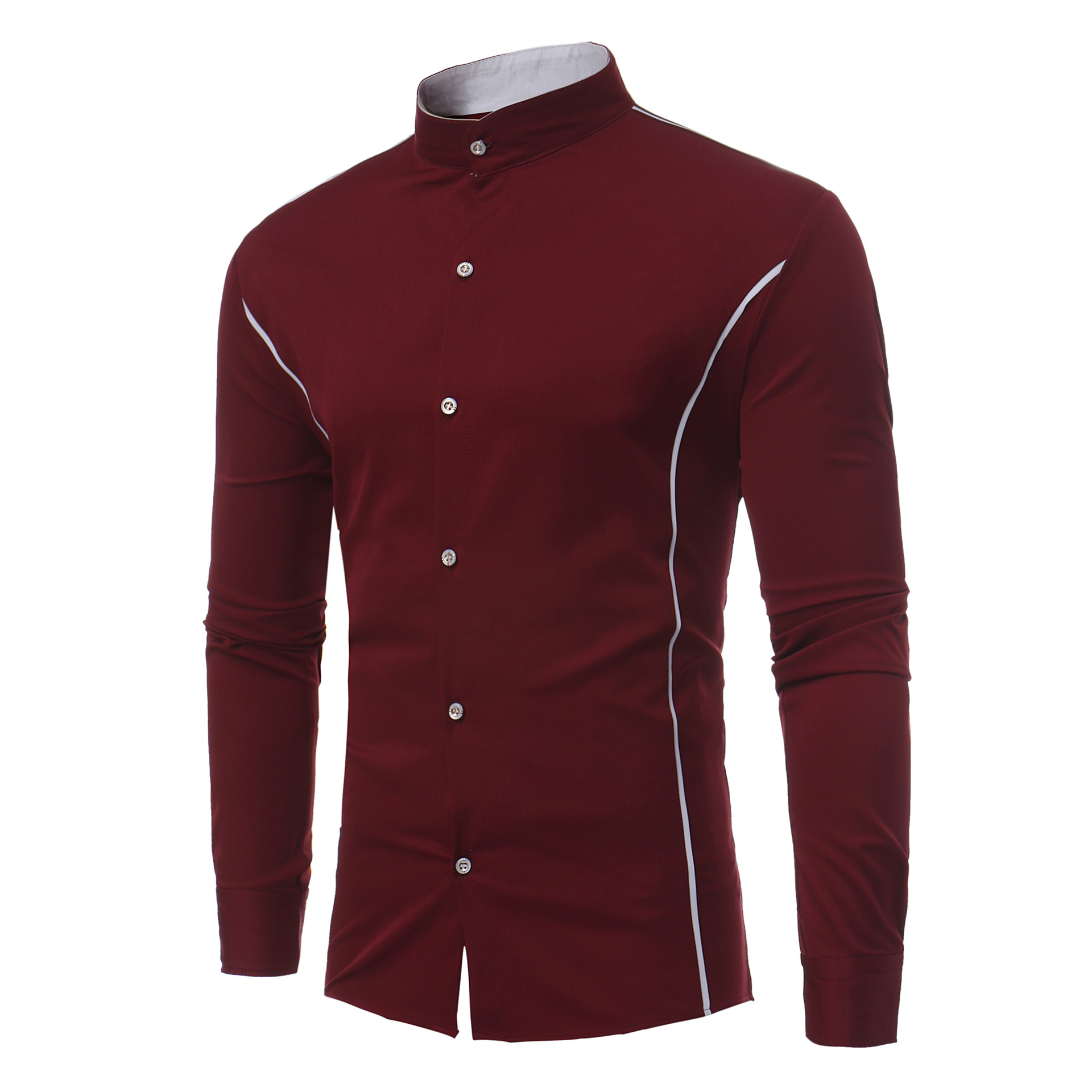 Decorative stand collar long sleeve shirt