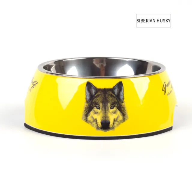 Food grade stainless steel pet dog bowl Yellow Husky - Shop at LoveMi
