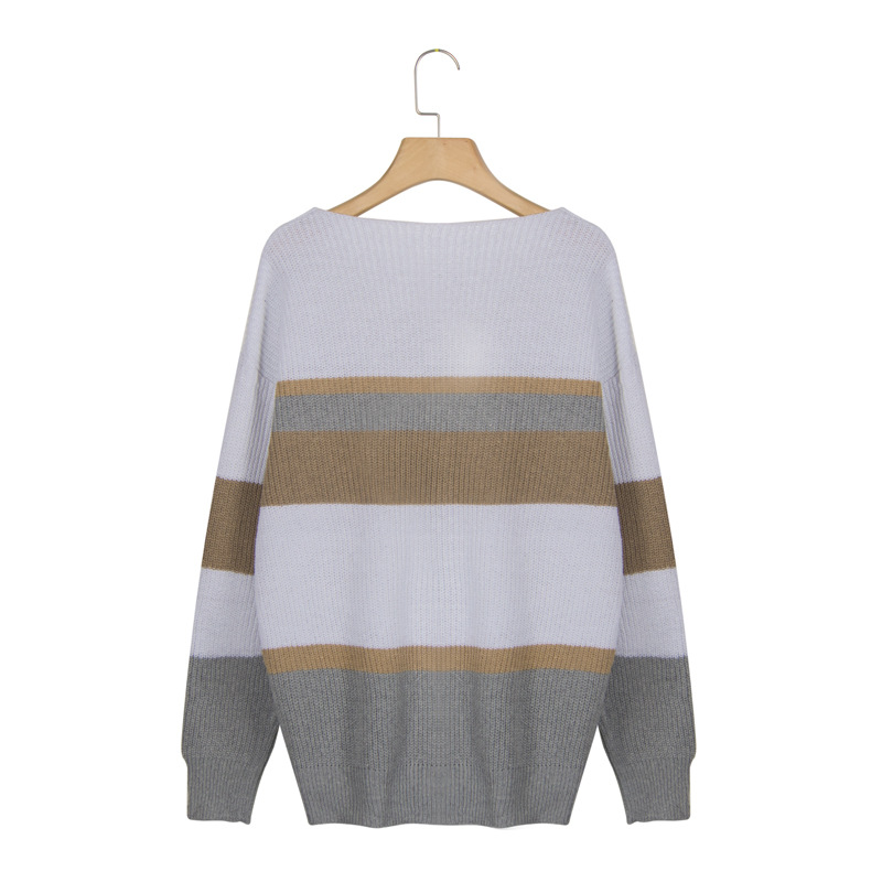Multicolor stitching knitted sweater