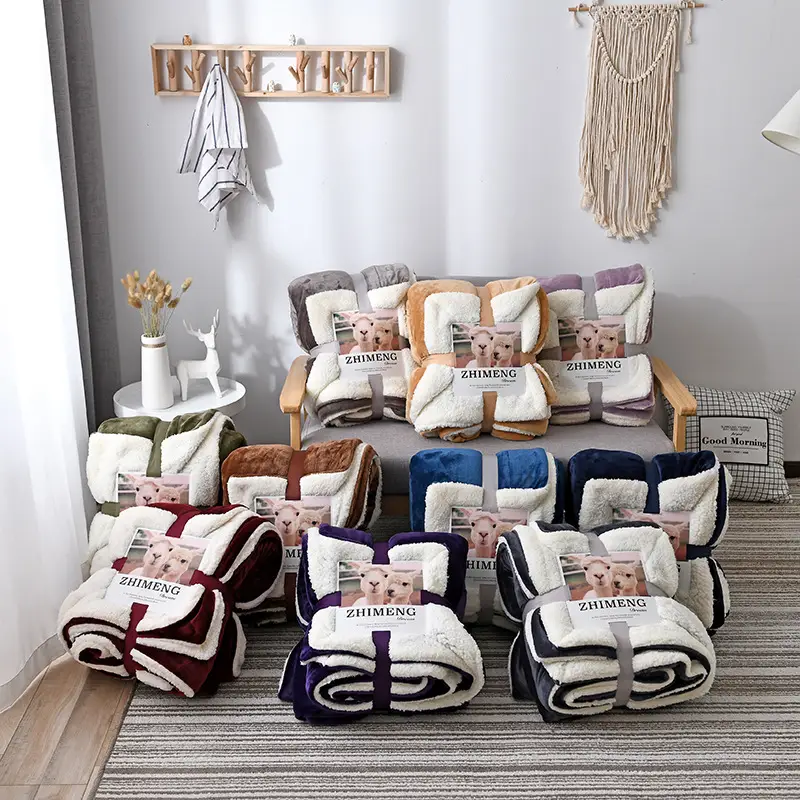 Pure color thick lamb wool blanket