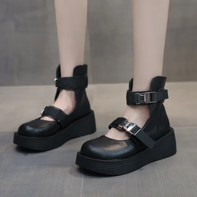 Mary Jane single shoes women short boots Matte Leather 35 - Shop at LoveMi