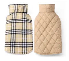 Tartan dog clothes a waterproof dog suit jacket coat outdoor goods - Beige Plaid - View 1