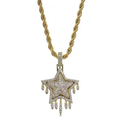 Five-pointed star zircon necklace - Gold - View 1