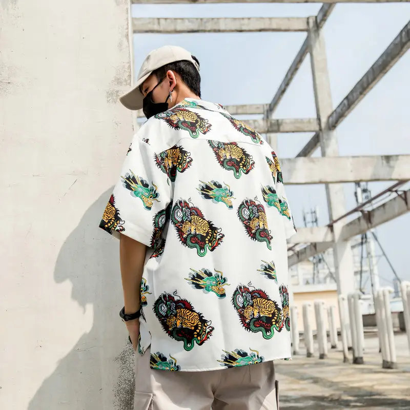Chinese style dragon tiger print shirt