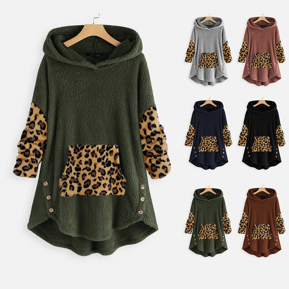 New long-sleeved plush hooded sweater loose casual