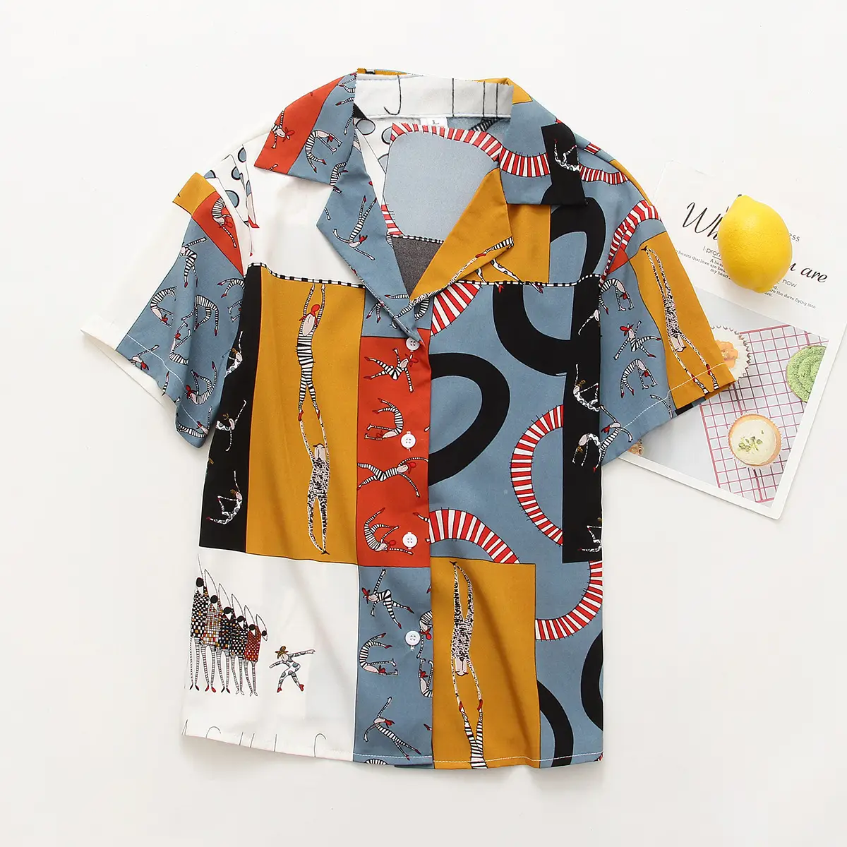 Vintage print chiffon shirt