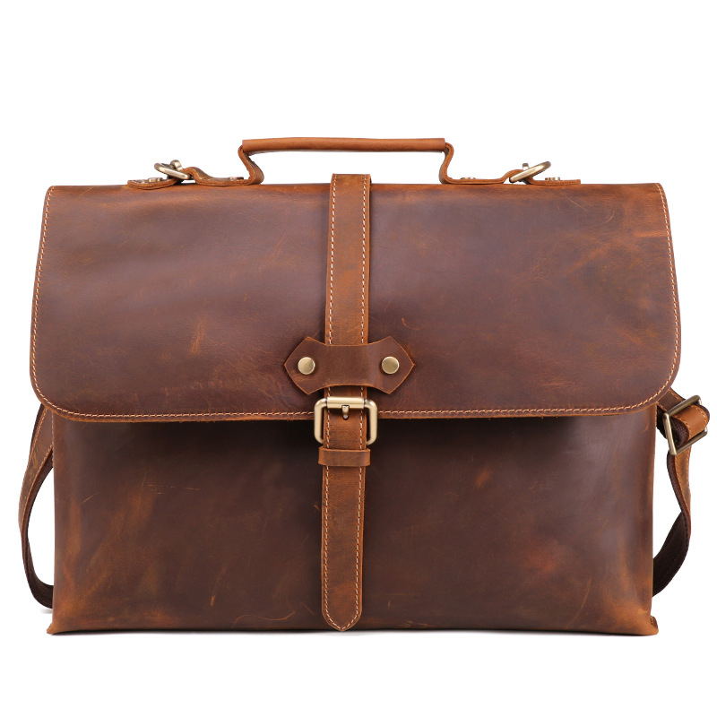 Leather men's briefcase Brown - Shop at LoveMi