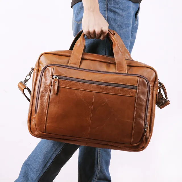17 inch leather computer bag Brown - Shop at LoveMi