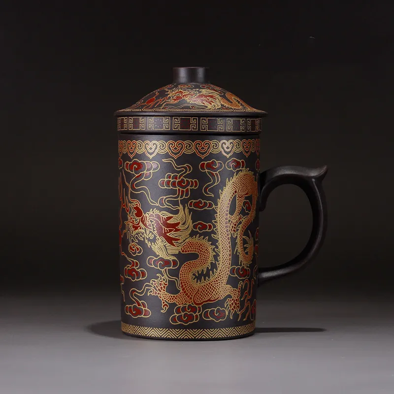 Purple sand handmade tea cup - Black