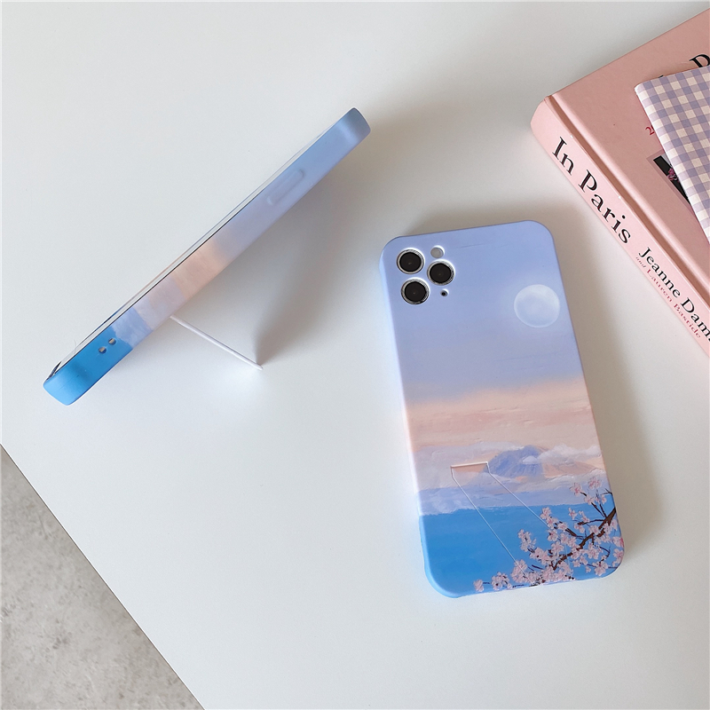 Cherry blossom landscape oil painting stand phone case