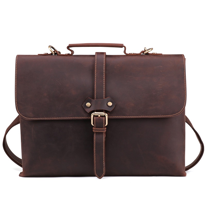 Leather men's briefcase Coffee - Shop at LoveMi