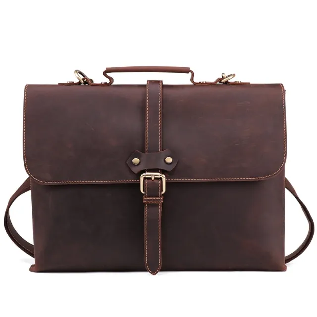 Leather men's briefcase Coffee - Shop at LoveMi