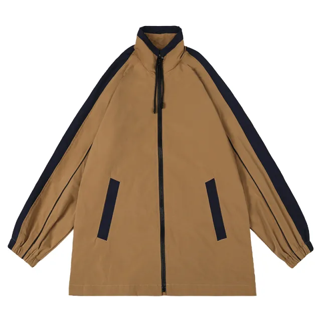 Casual retro loose contrast jacket Khaki - Shop at LoveMi