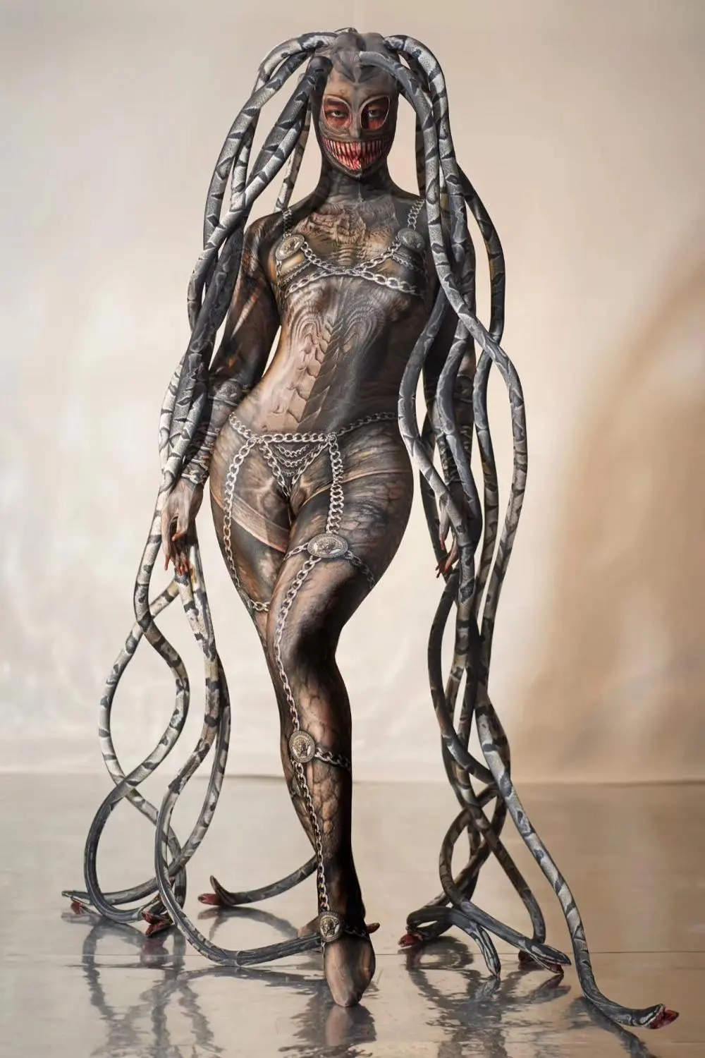 Medusa Fake Transparent Meat Snake One-piece Costume - Women