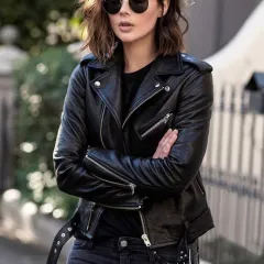 Zip leather jacket - Black - View 1