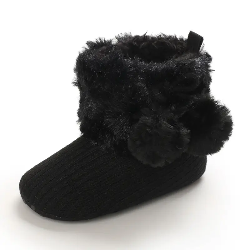 Cute princess wool ball cotton shoes