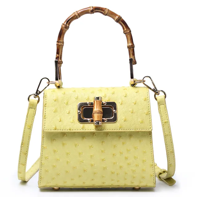 Trapezoid bamboo handbag Yellow - Shop at LoveMi