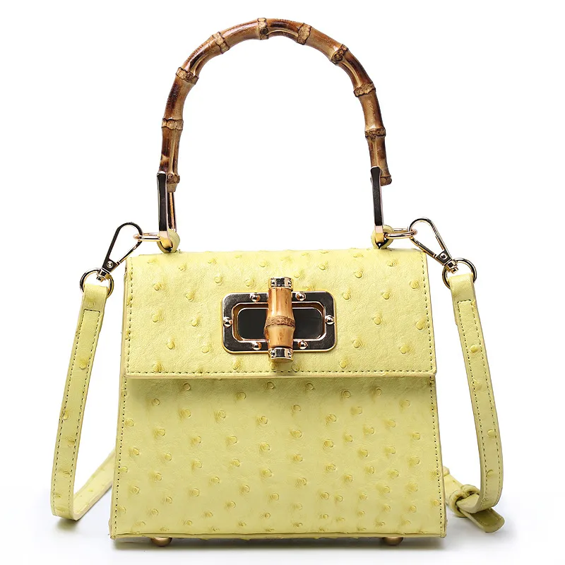 Trapezoid bamboo handbag - Yellow