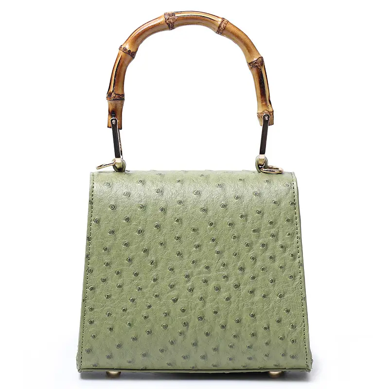 Trapezoid Bamboo Handle Handbag with Crossbody Strap