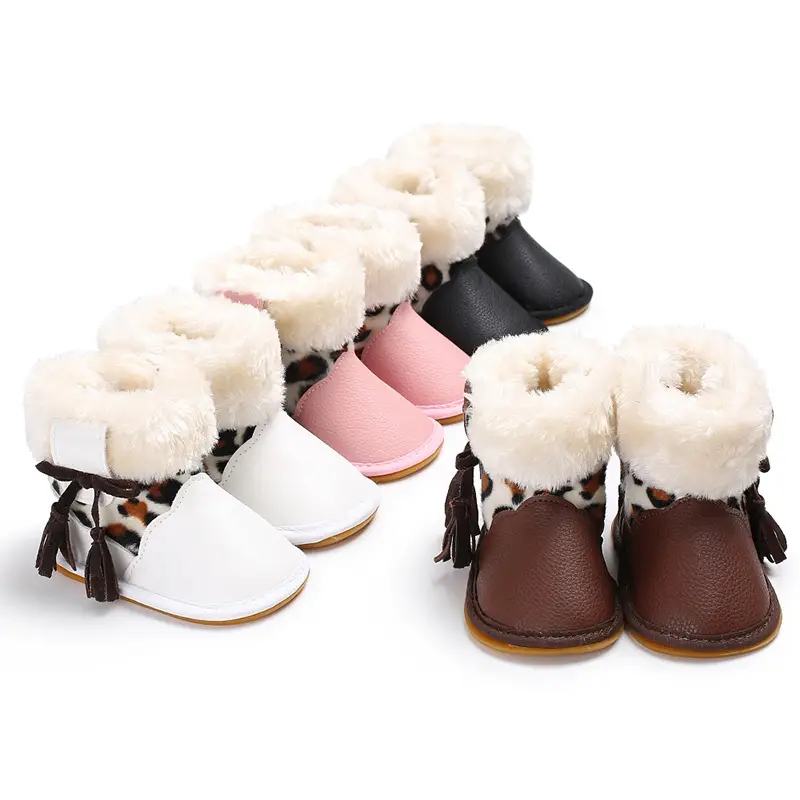 Leopard print rubber sole non-slip baby shoes