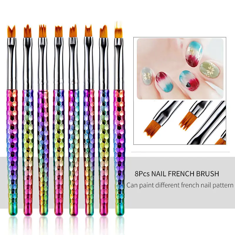 8Pcs set of painted nail art flower brush petal pen