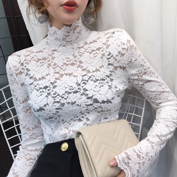 Half high collar lace bottoming shirt