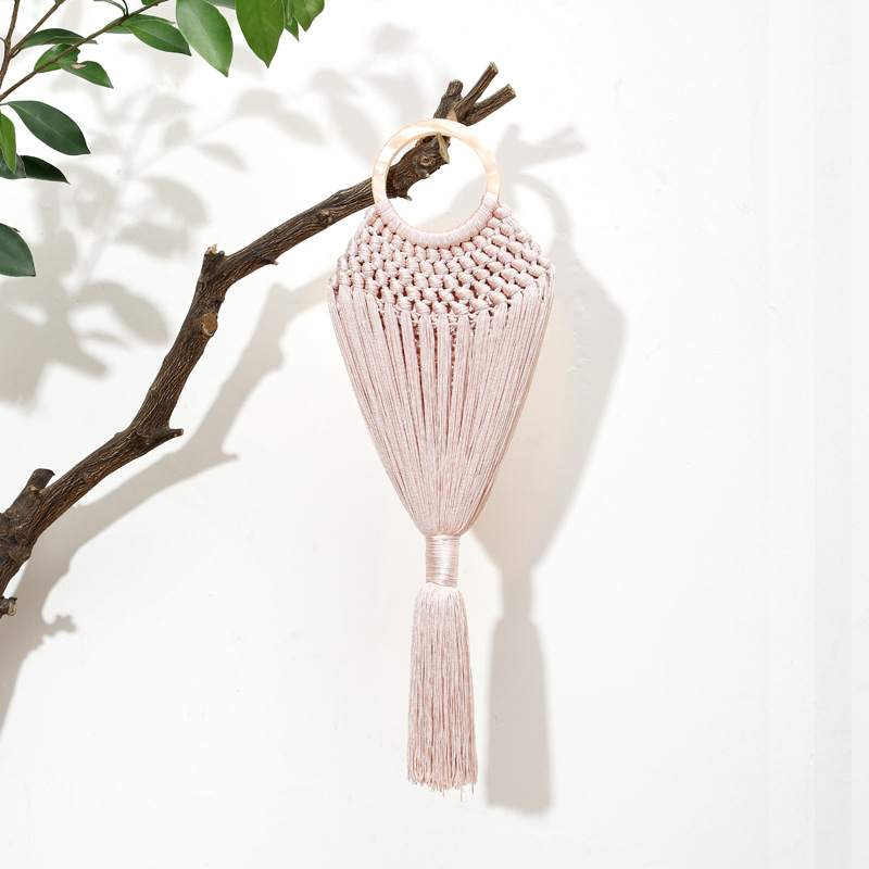 Holiday style woven acrylic handbag