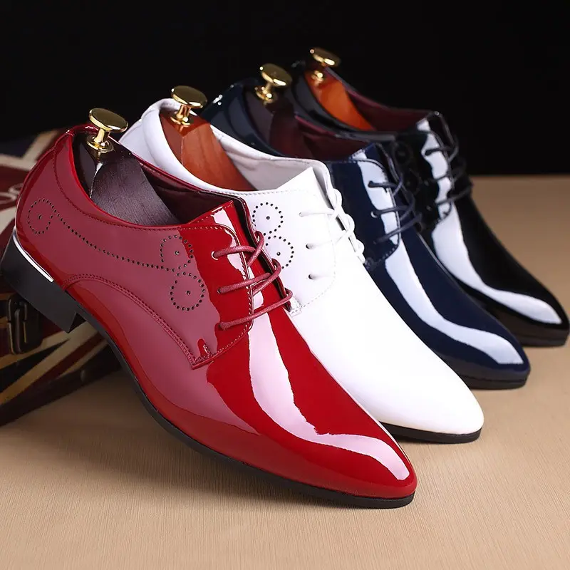 Men Leather Shoes Men Business Casual Dress Slip-on Black