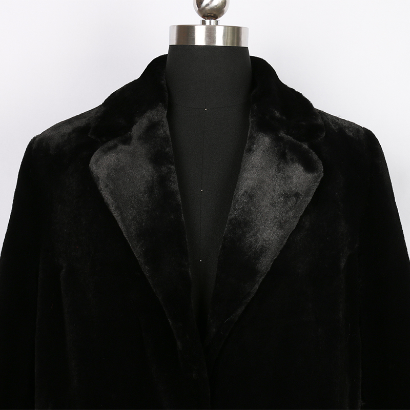 Suit collar long-sleeved rabbit fur coat